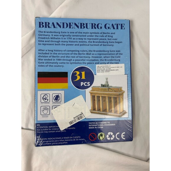 3D Puzzle Brandenburg Gate Germany Little Learning Hands 31 Pieces Children NEW - Picture 2 of 5